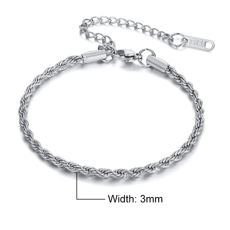 Rope Chain Bracelet Silver
