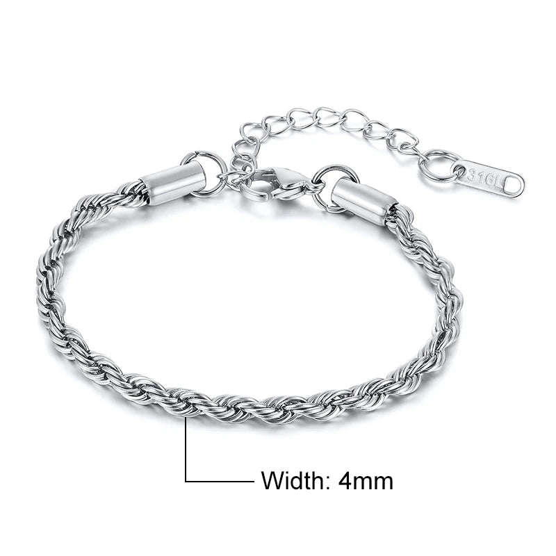 Rope Chain Bracelet Silver