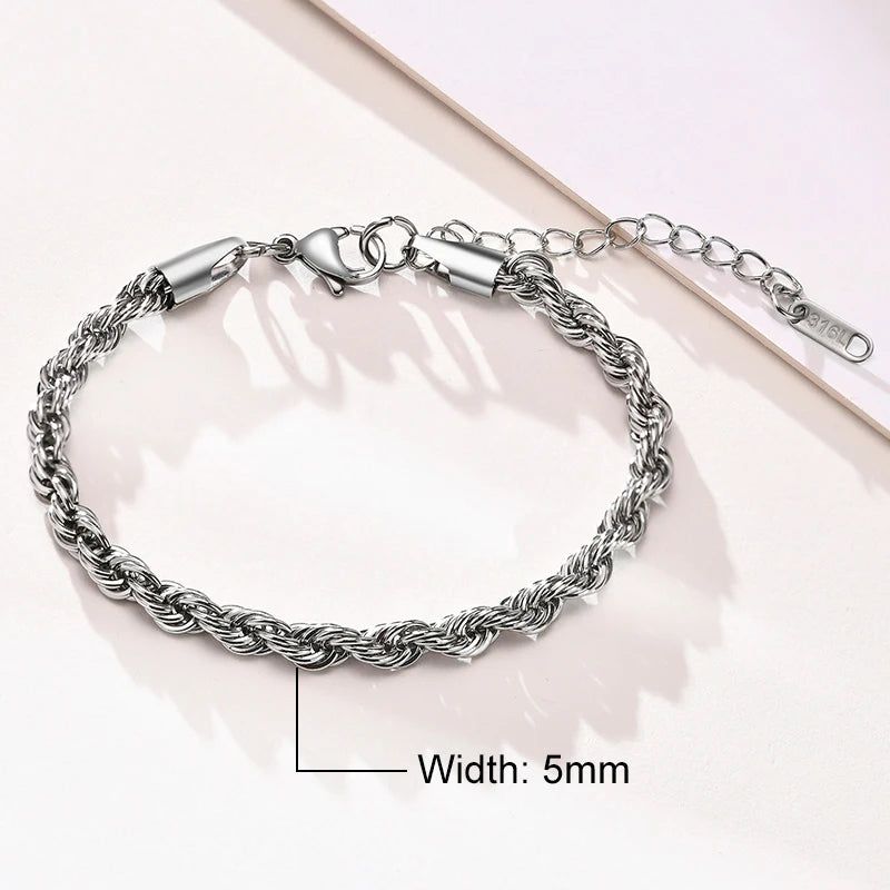 Rope Chain Bracelet Silver