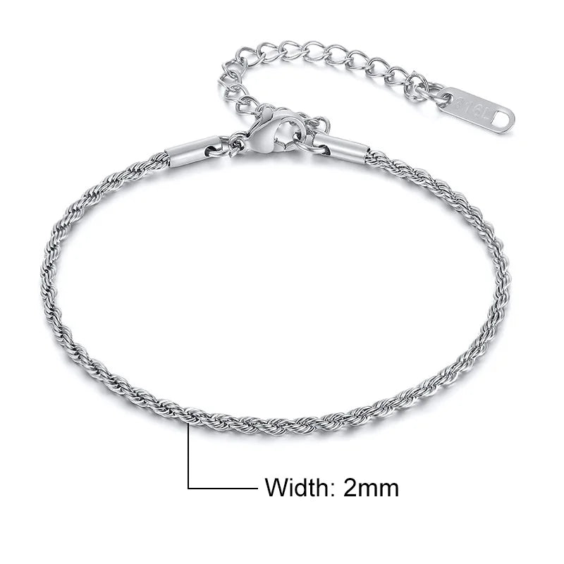 Rope Chain Bracelet Silver